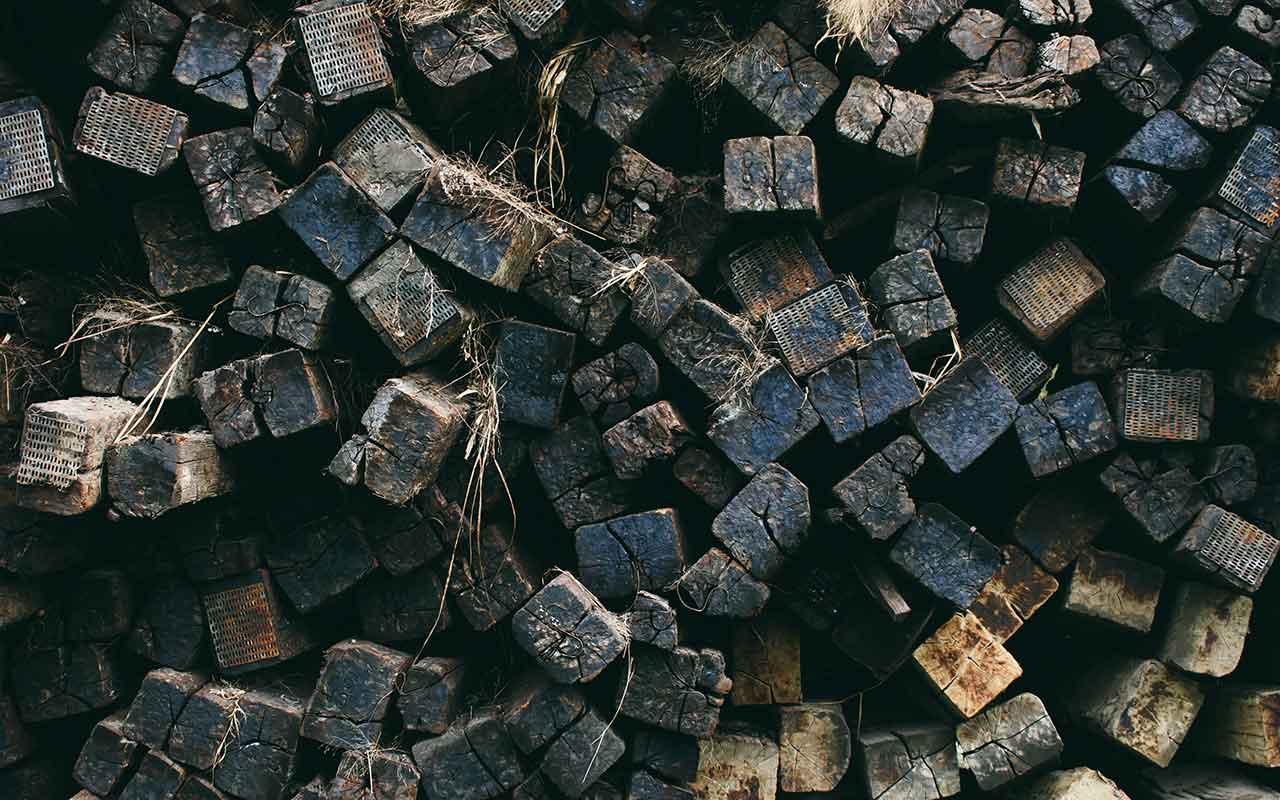 Pile of wooden beams